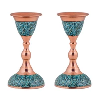 شمعدان فیروزه کوبی مدل F026 کد 02 بسته 2 عددی