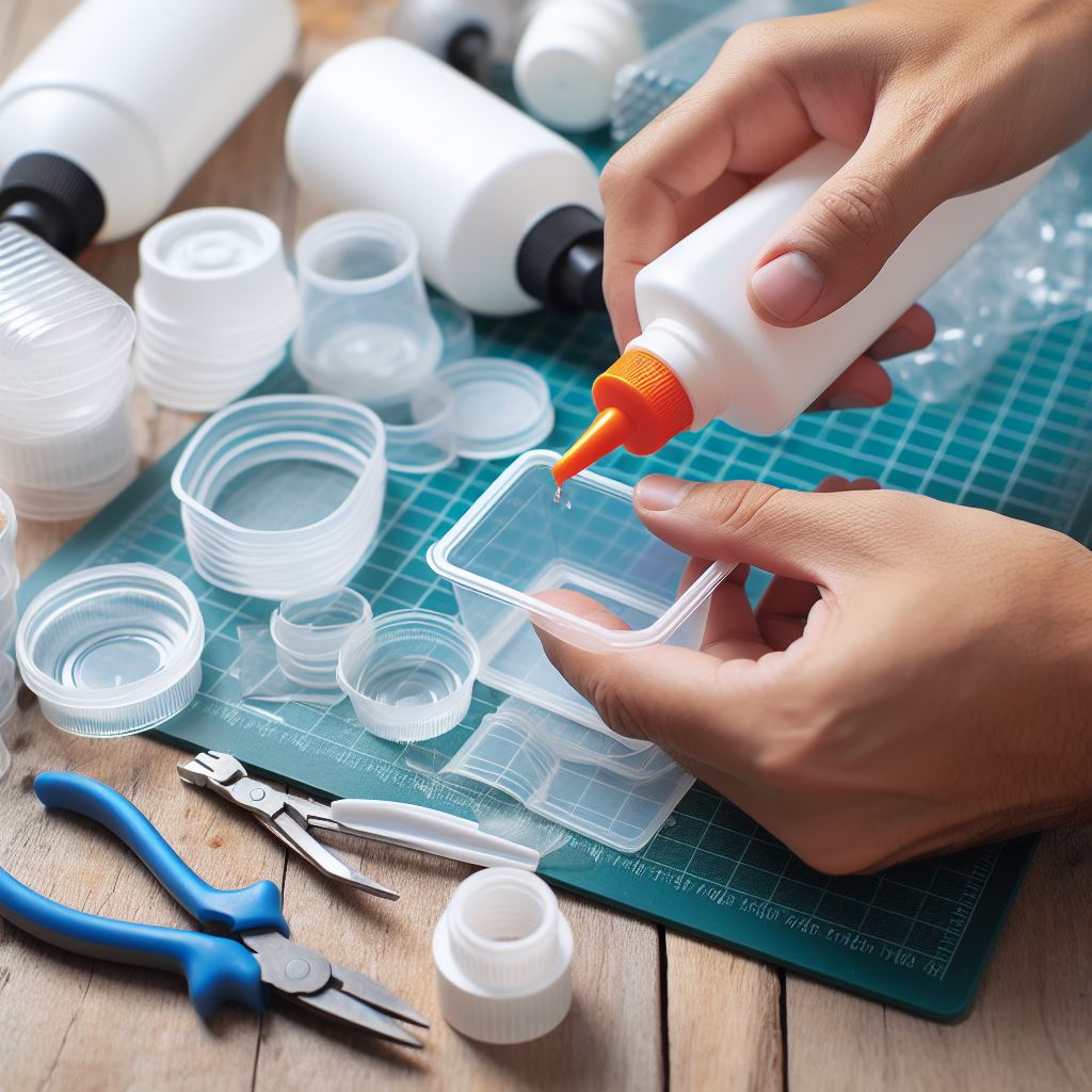 چسباندن ظروف پلاستیکی به کمک چسب