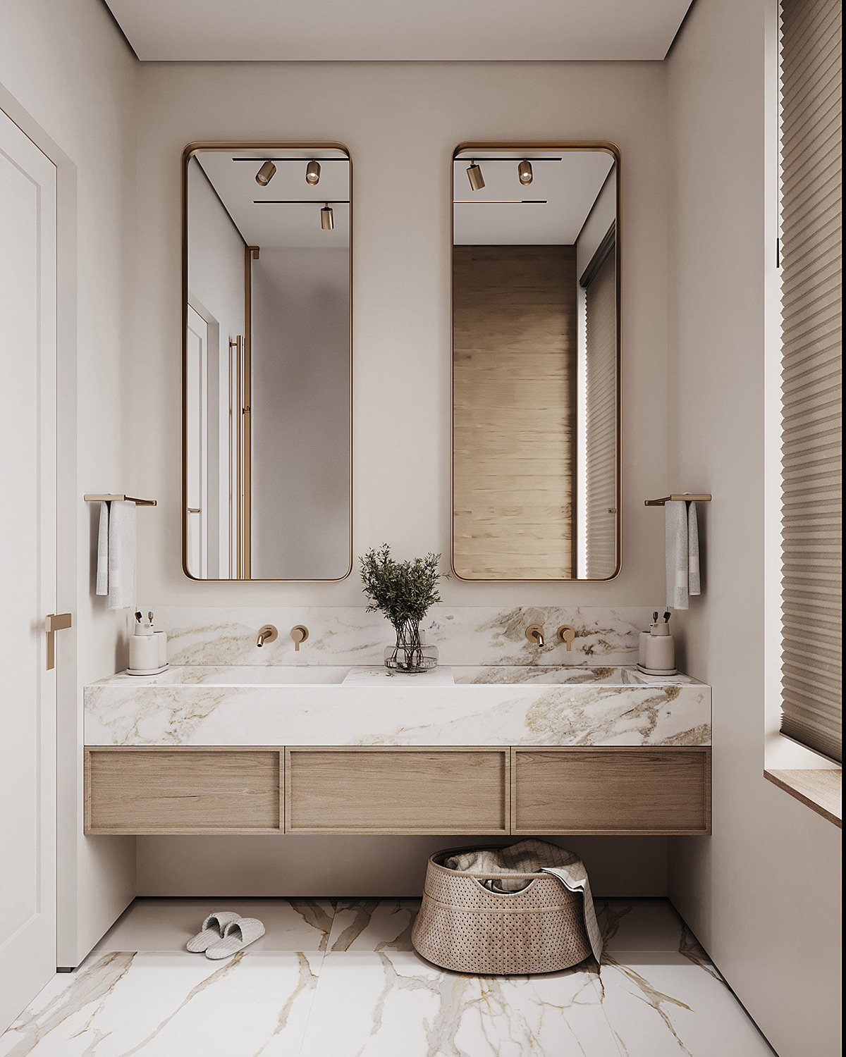 طراحی کابینت دو قلو روشویی واحد مسکونی آپارتمان