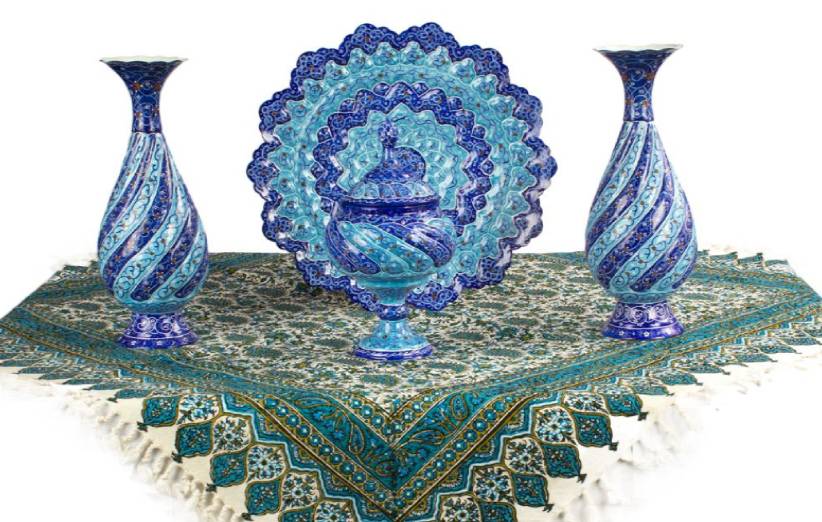 ظروف میناکاری material made by fusing powdered glass to a substrate by firing 