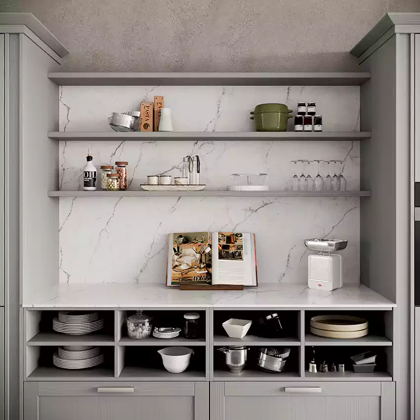 کابینت دو رنگ با قفسه بندی