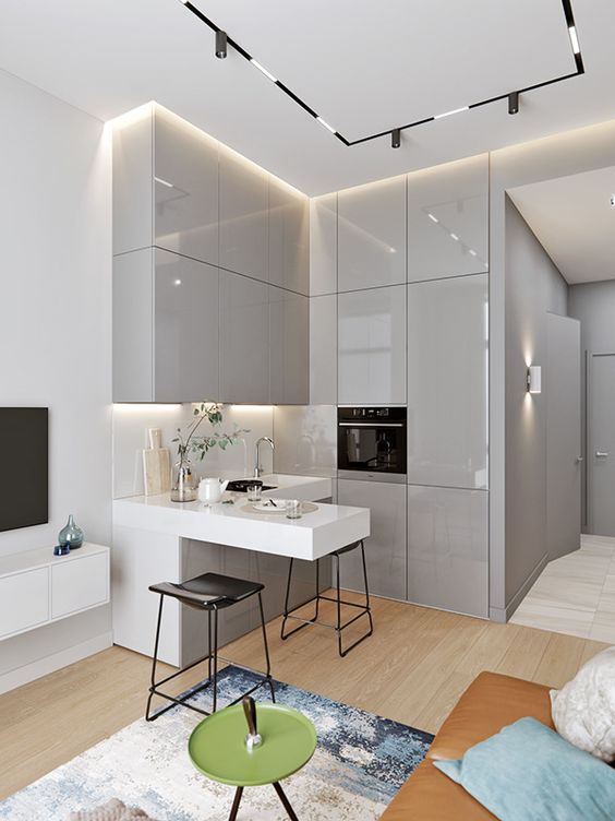کابینت هایگلاس آشپزخانه کوچک