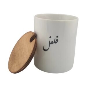 بانکه سرامیکی درب چوبی طرح فلفل