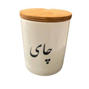 بانکه سرامیکی درب چوبی طرح چای