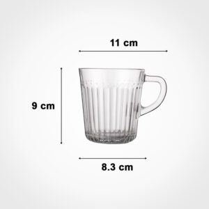 لیوان شیشه ای دسته دار شیاردار ۲۸۰ سی سی لیمون کد ۲۲۸۱۰۰