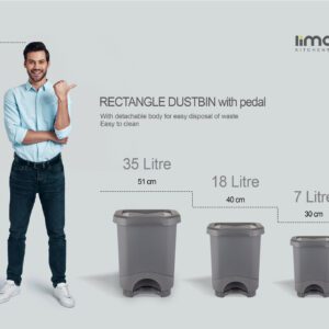 سطل پدالی ۴ گوش ۳۵ لیتری لیمون کد ۱۸۵۶۰۰