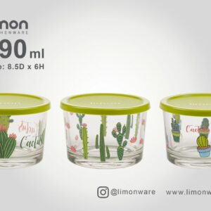 ظرف شیشه ای دربدار ۱۹۰ میلی لیتر چاپدار لیمون کد ۲۰۶۸۳۵