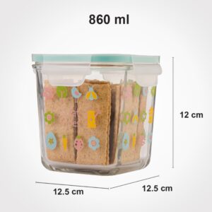 ظرف شیشه ای مربع دربدار ۸۶۰ میلی لیتری چاپدار لیمون کد ۲۱۱۰۳۵