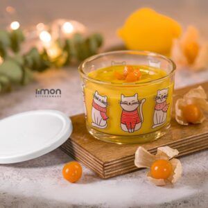 ظرف شیشه ای دربدار ۱۹۰ میلی لیتر چاپدار لیمون کد ۲۰۶۸۳۵