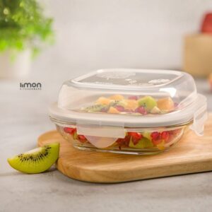 ظرف شیشه ای سرو و نگهداری دربدار ۵۲۰ میلی لیتر لیمون کد ۲۰۲۶۳۵